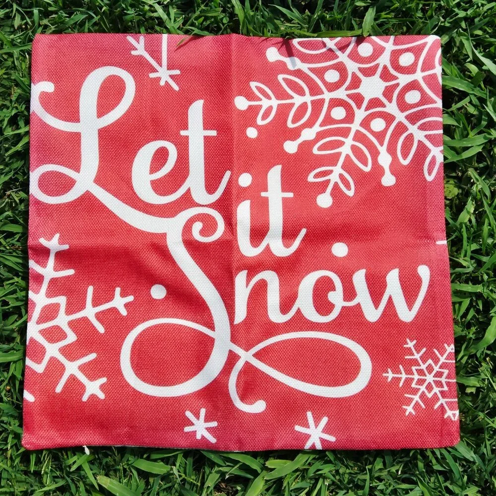 NEW SET OF 4 CHRISTMAS COTTON LINEN BLEND CHRISTMAS SEASONAL PILLOW COVERS 18